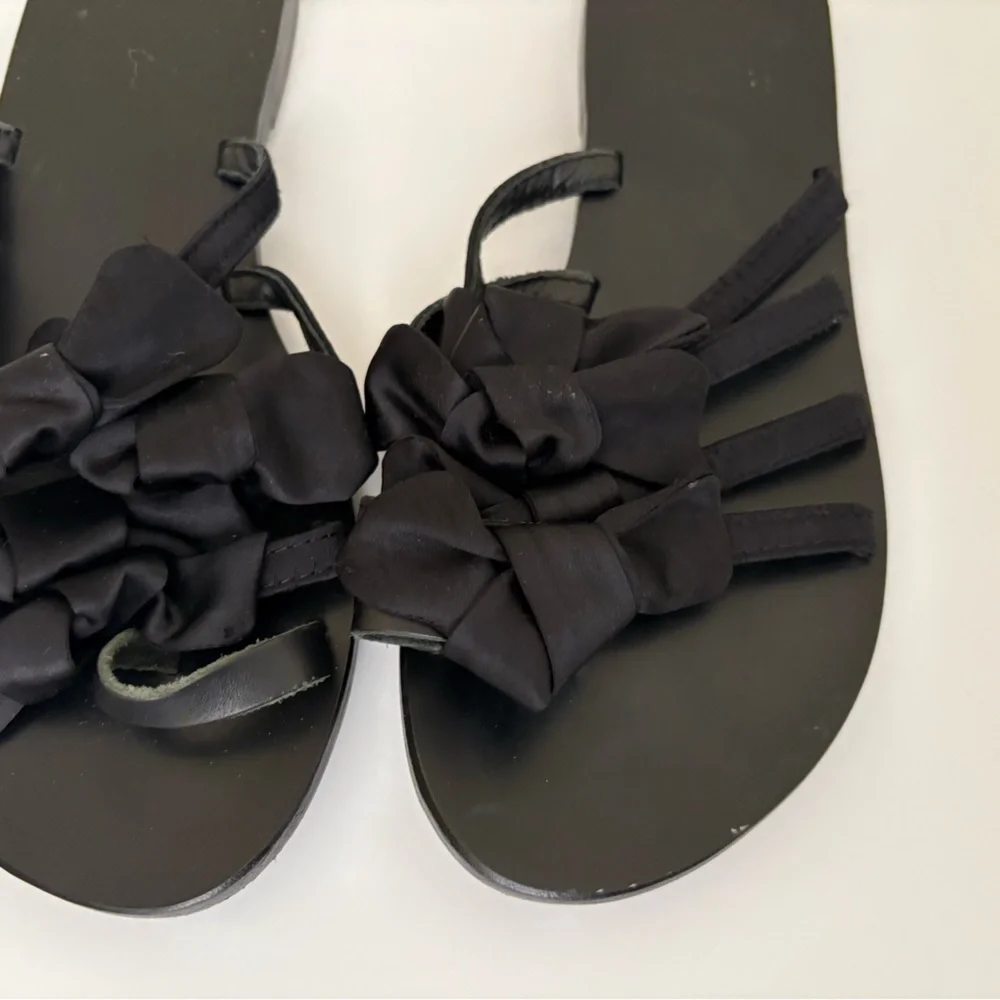 Ancient Greek Sandals Black‎ Floral Sandals